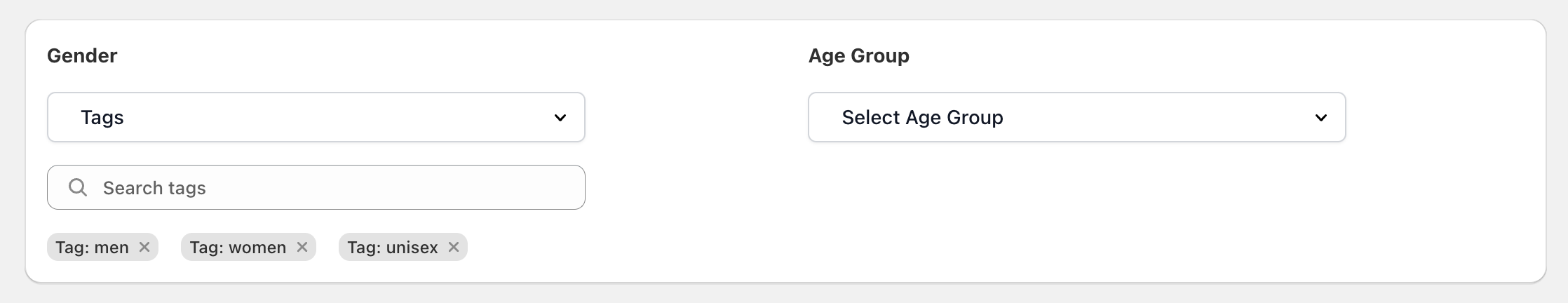 You can Search for Tags or Type Tag Values Manually